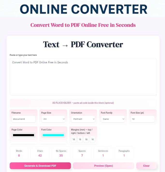Convert Word to PDF Online Free in Seconds