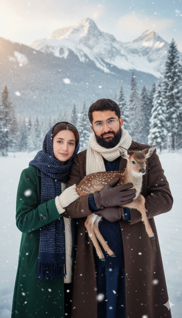 AI couple photoshoot prompts winter