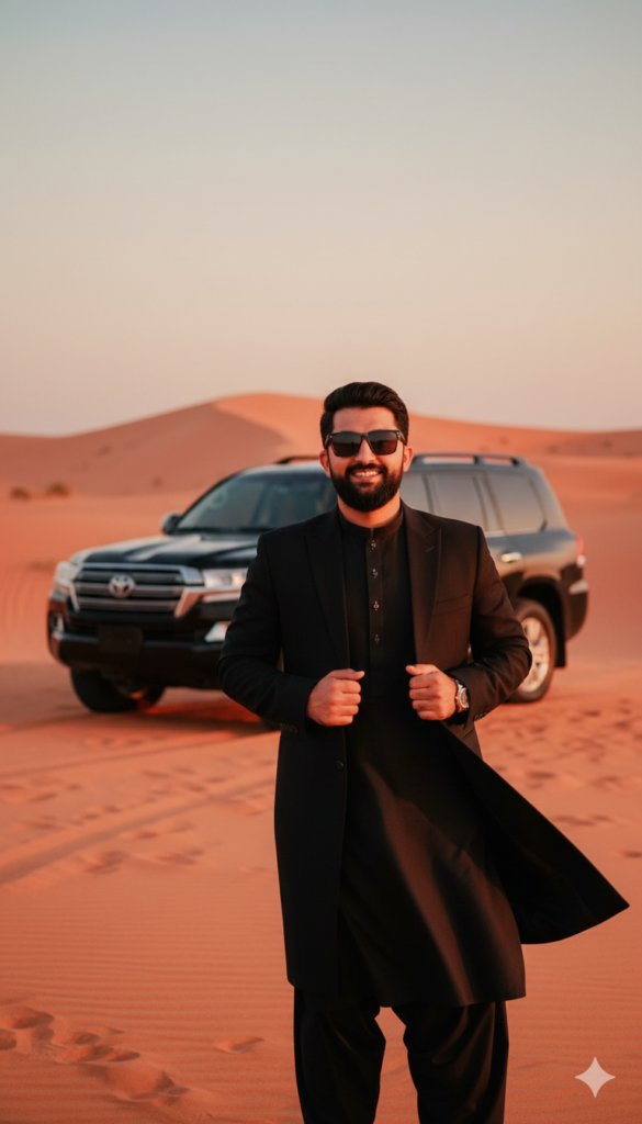 AI Photography Prompt for Stylish Men Portraits in Desert